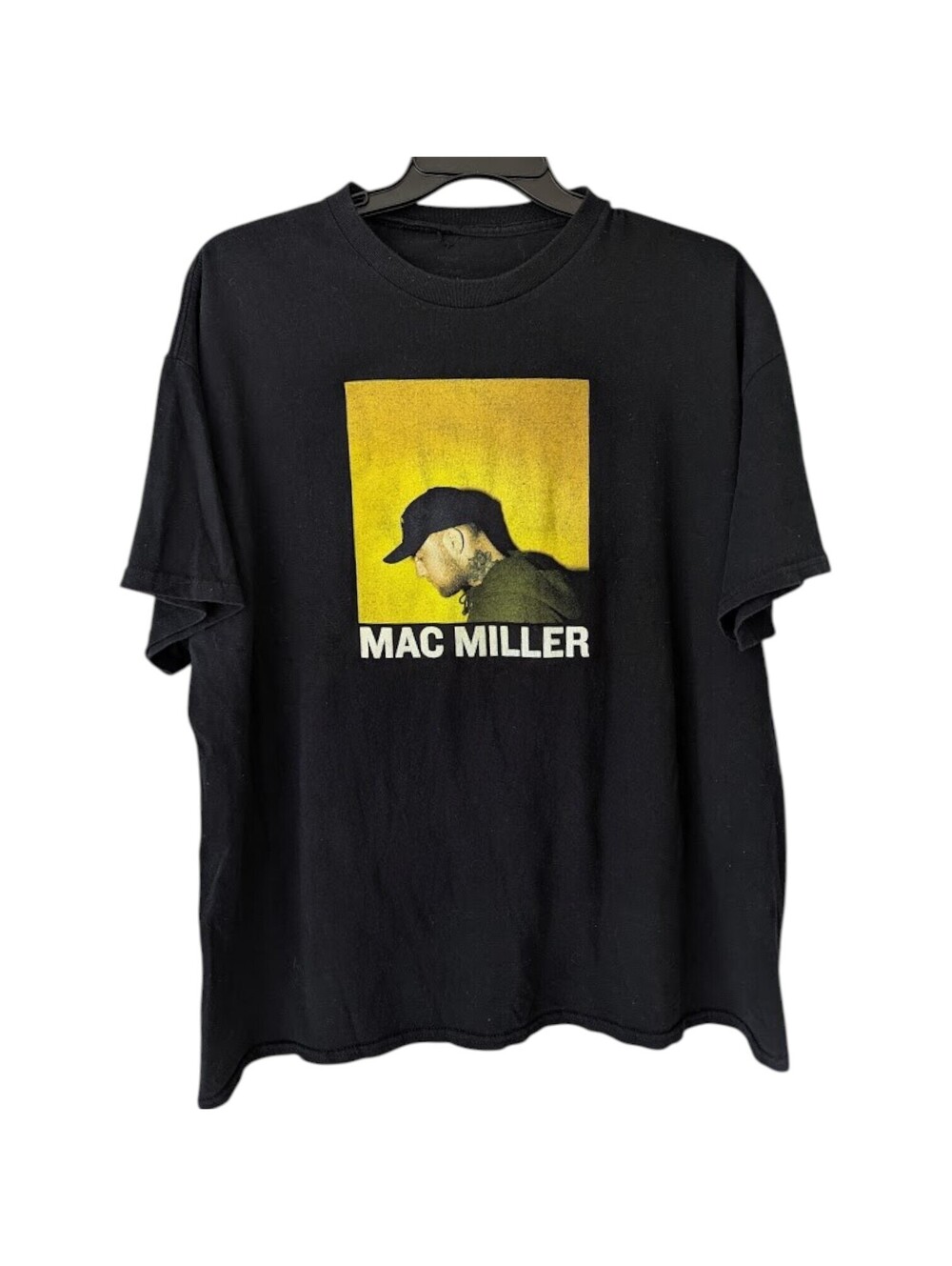Mac Miller 2XL Band T-Shirt Y2K Black Yellow Graphic Tee Hip Hop Rap 25x28.5